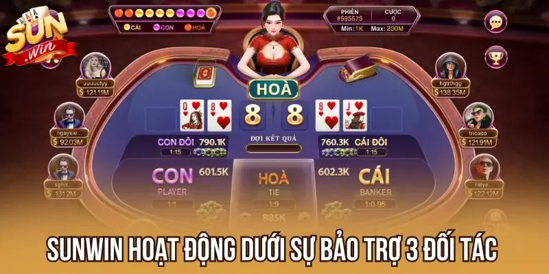 Sunwin hoạt động dưới sự bảo trợ 3 đối tác 